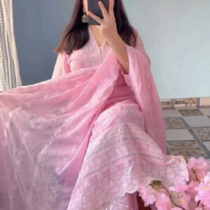 Embroidered Three-Piece Eid Outfit for Elegant Celebrations