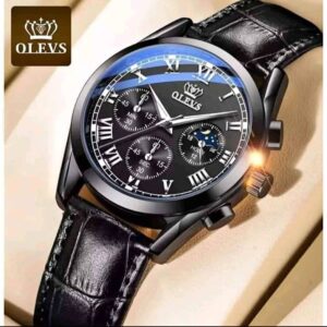Fashionable Leather Band Watch by OLEVS - Stylish Timepiece for Any Occasion