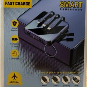 Fast Charging 10000mAh Power Bank with Built-in Multi Cable for On-the-Go Use