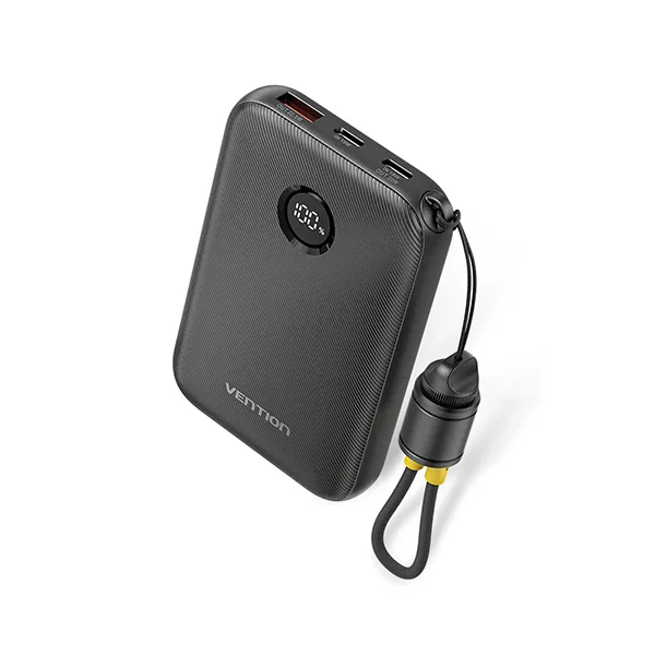 Fast Charging 10000mAh Power Bank with Built-in USB-C Cable - Black % Fast Charging 10000mAh Power Bank with Built-in USB-C Cable - Black