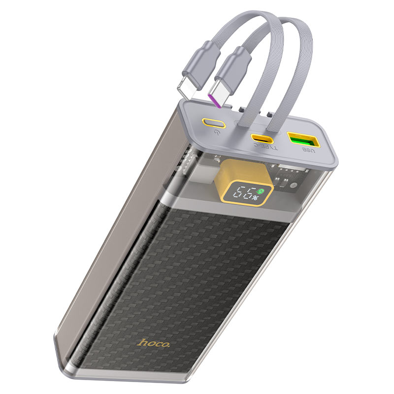 Fast Charging Power Bank 20000mAh with Built-in Cable - Hoco J104A % Fast Charging Power Bank 20000mAh with Built-in Cable - Hoco J104A