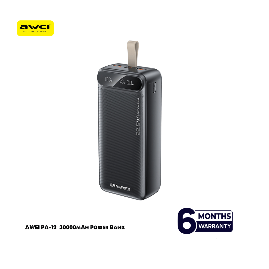 Fast Charging Power Bank 30000mAh with 22.5W PD Support by Awei % Fast Charging Power Bank 30000mAh with 22.5W PD Support by Awei