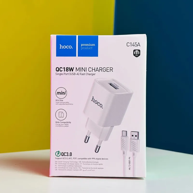 Fast Charging QC3.0 Wall Charger with USB to Micro USB Cable by Hoco % Fast Charging QC3.0 Wall Charger with USB to Micro USB Cable by Hoco