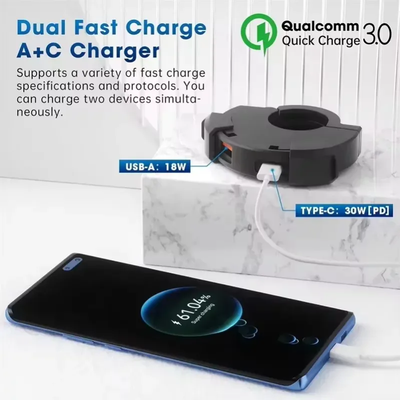 Fast Charging Universal Motorcycle Handlebar Phone Mount Charger % Fast Charging Universal Motorcycle Handlebar Phone Mount Charger