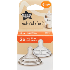 Fast Flow Soft Teats for 6 Months+ | Tommee Tippee Natural Start 2-Pack