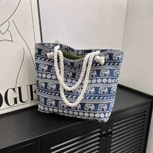 Floral Print Canvas Tote Bag - Stylish and Durable Eco-Friendly Carryall