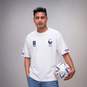 France Fan Edition Drop Shoulder White T-Shirt - Premium Quality