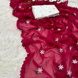 Georgette Saree with Matching Blouse - Elegant Ethnic Wear for Women