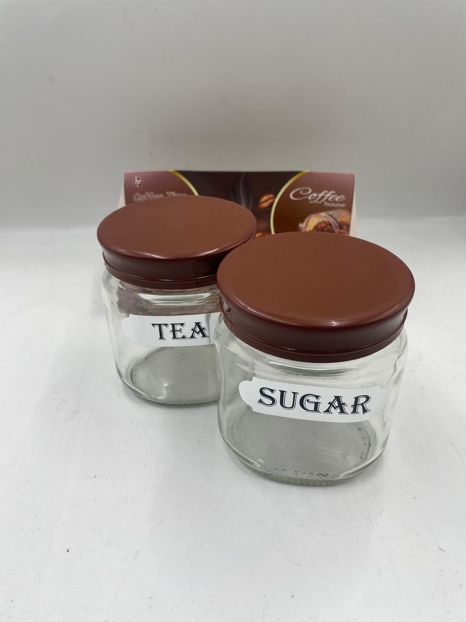 Glass Tea and Sugar Jar Set - Elegant 2-Piece Pot Collection % Glass Tea and Sugar Jar Set - Elegant 2-Piece Pot Collection