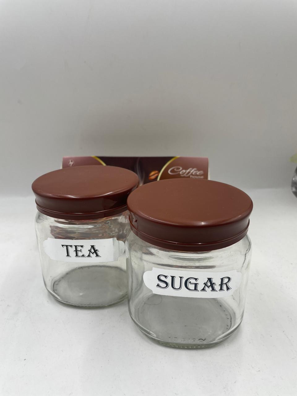 Glass Tea and Sugar Jar Set - Elegant 2-Piece Pot Collection % Glass Tea and Sugar Jar Set - Elegant 2-Piece Pot Collection