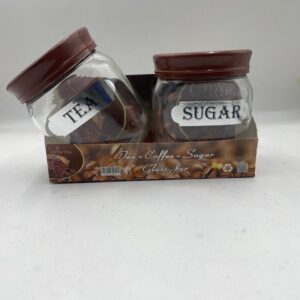 Glass Tea and Sugar Jar Set - Elegant 2-Piece Pot Collection