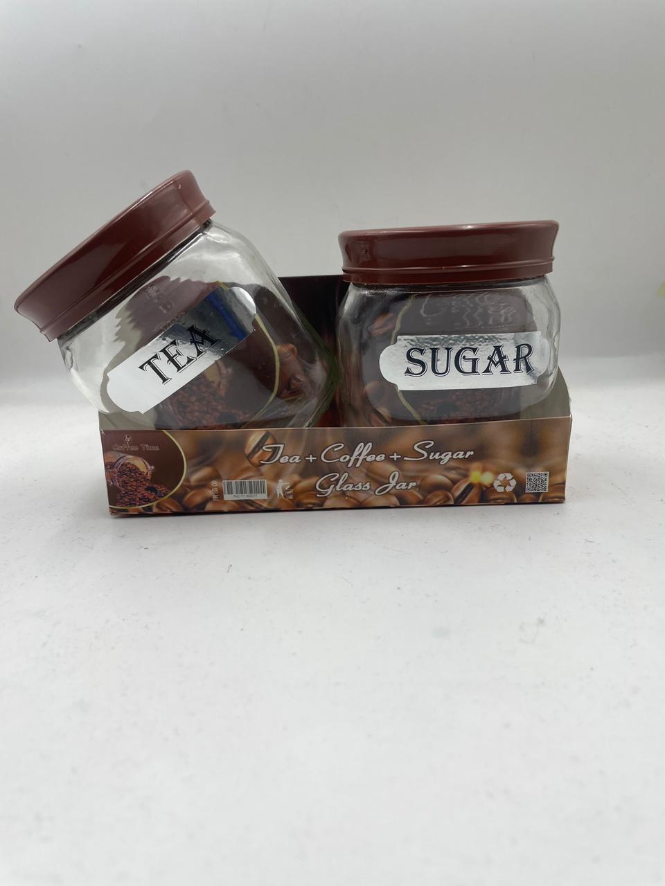 Glass Tea and Sugar Jar Set - Elegant 2-Piece Pot Collection % Glass Tea and Sugar Jar Set - Elegant 2-Piece Pot Collection