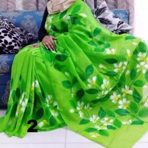 Hand-Printed Half Silk Saree with Exquisite Wool Embroidery