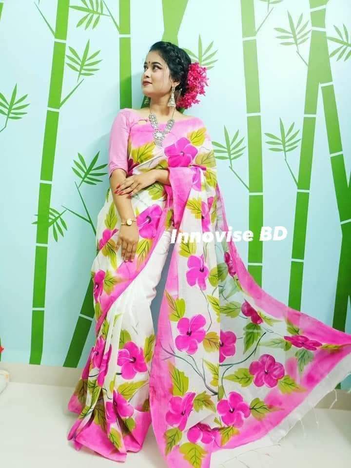 Handcrafted Half-Silk Saree with Artisanal Embroidery Design % Handcrafted Half-Silk Saree with Artisanal Embroidery Design