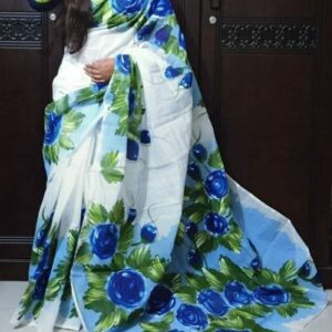 Handcrafted Half-Silk Saree with Artistic Print Design