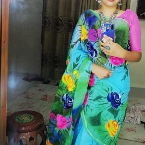 Handcrafted Half-Silk Saree with Artistic Printed Wool Detailing