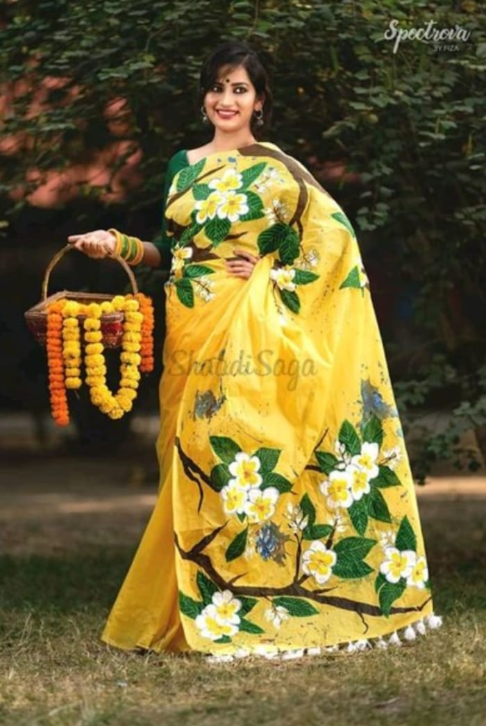 Handcrafted Half Silk Saree with Intricate Fabric Print Design % Handcrafted Half Silk Saree with Intricate Fabric Print Design