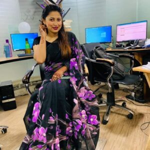 Handcrafted Half-Silk Saree with Intricate Print and Embroidery