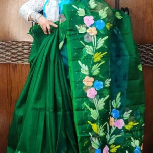 Handcrafted Half-Silk Saree with Intricate Printed Cotton Work - Findshob