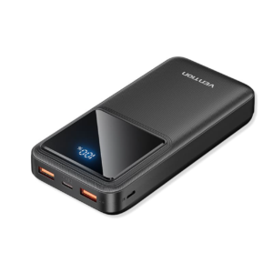 High-Capacity 20000mAh Power Bank - Sleek Black Portable Charger