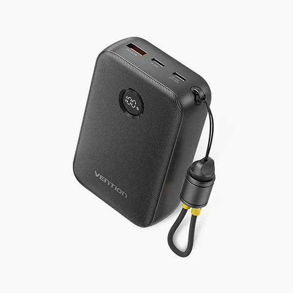 High-Capacity 20000mAh Power Bank with LED Display and USB-C Cable - Black % High-Capacity 20000mAh Power Bank with LED Display and USB-C Cable - Black