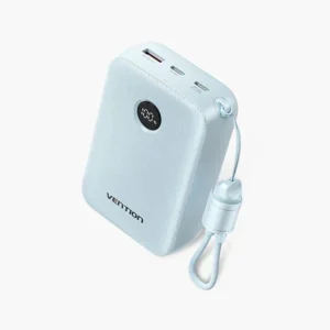 High-Capacity 20000mAh Power Bank with LED Display and USB-C Cable - Blue