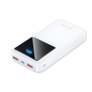 High-Capacity 20000mAh White Power Bank by Vention - Fast Charging Solution