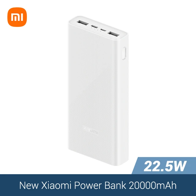 High-Capacity 20000mAh Xiaomi Power Bank - 22.5W PD Fast Charging, White % High-Capacity 20000mAh Xiaomi Power Bank - 22.5W PD Fast Charging, White