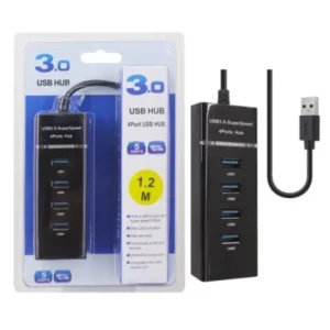 High-Speed 4-Port USB 3.0 Hub for PC, Laptop, and Tablet Connectivity