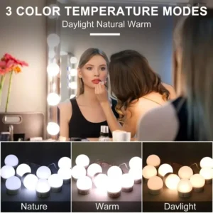 Hollywood Style LED Makeup Mirror Light Kit with Dimmable Bulbs - 3 Color Options
