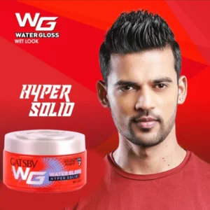 Hyper Solid Hair Gel for Wet Look - 150g Gatsby Water Gloss, Non-Sticky Shine, Easy Wash Off