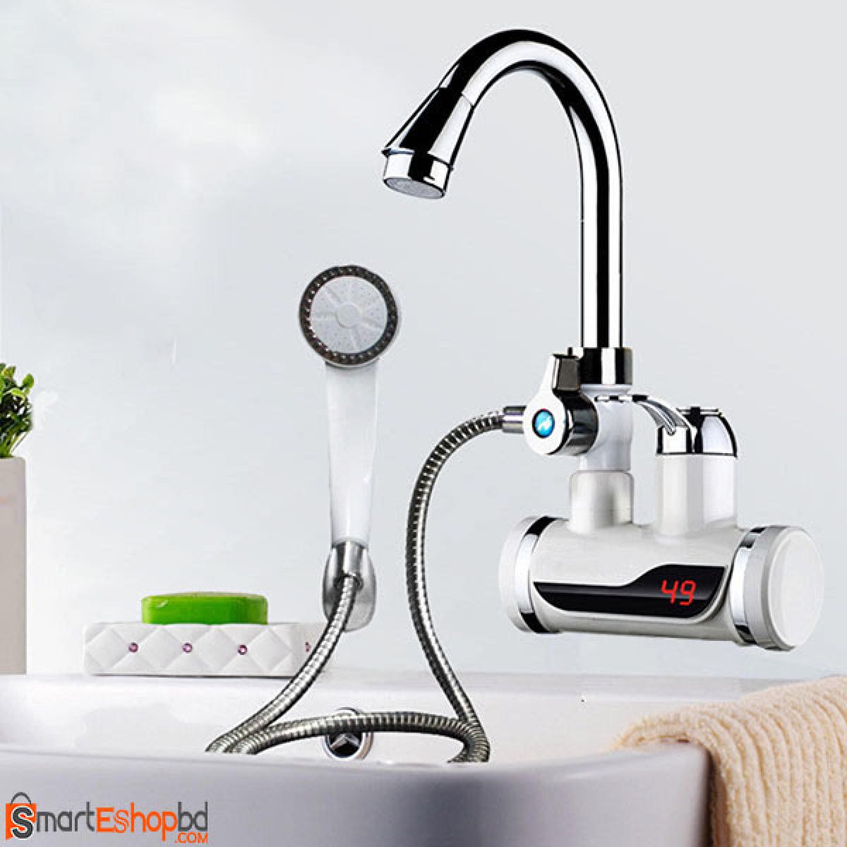 Instant Hot Water Tap with Hand Shower - Efficient Electric Faucet % Instant Hot Water Tap with Hand Shower - Efficient Electric Faucet