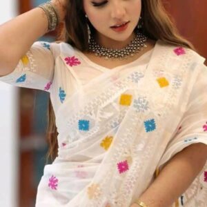 Jamdani Print Half Silk Saree – Elegant Traditional Attire for Every Occasion