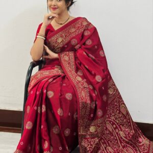 Japanese Silk Printed Saree with Matching Blouse Piece - Elegant Style