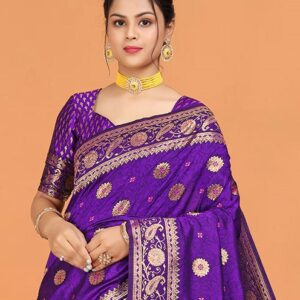 Japanese Silk Saree with Blouse Piece - Elegant Traditional Attire