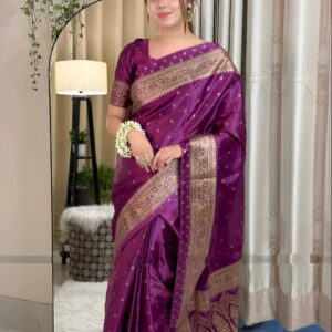 Japanese Silk Saree with Blouse Piece - Elegant Traditional Attire
