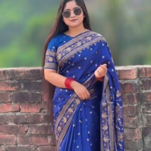 Japanese Silk Saree with Blouse Piece - Elegant Traditional Attire