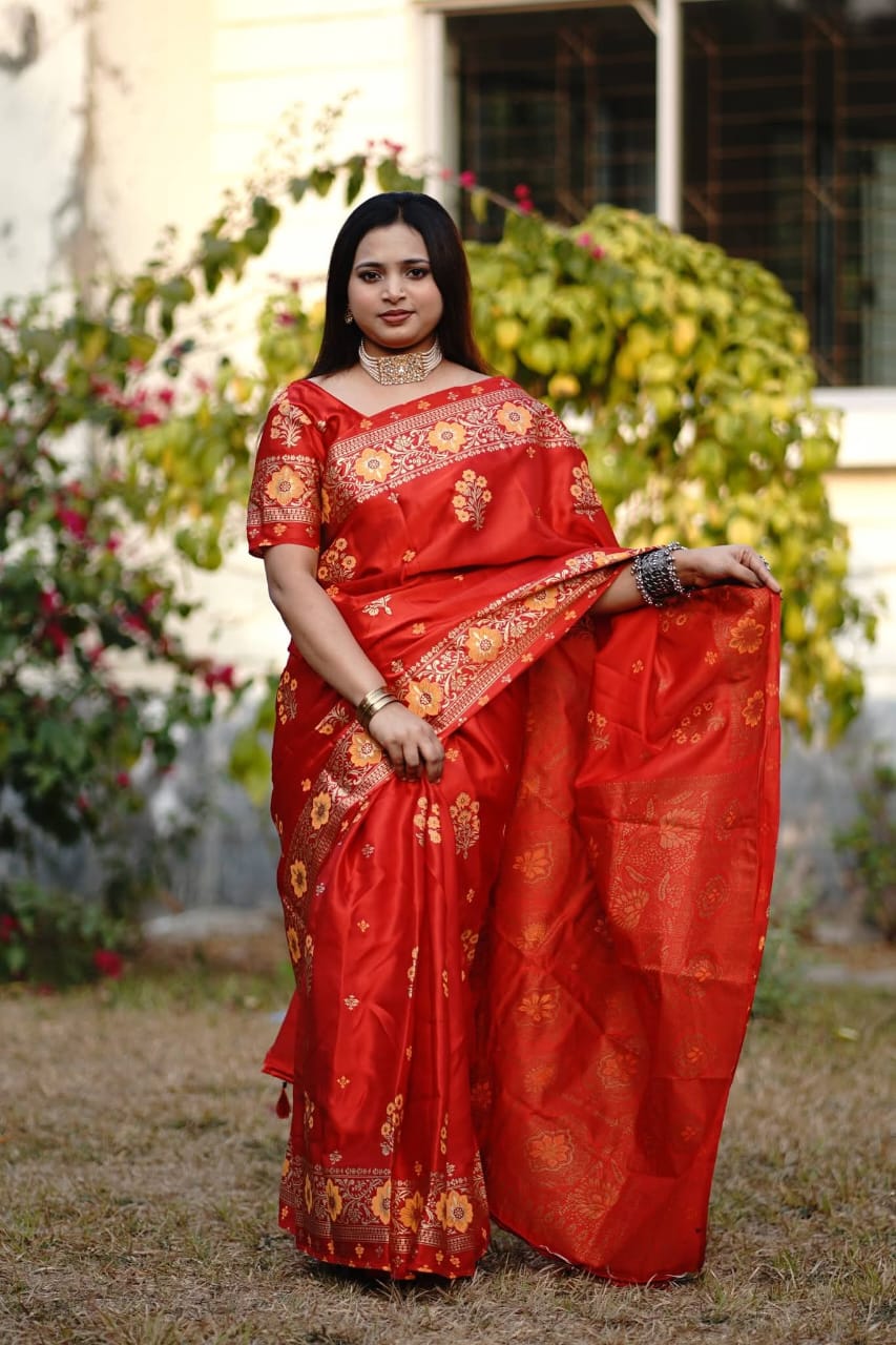 Japanese Silk Saree with Blouse Piece - Elegant Traditional Attire % Japanese Silk Saree with Blouse Piece - Elegant Traditional Attire