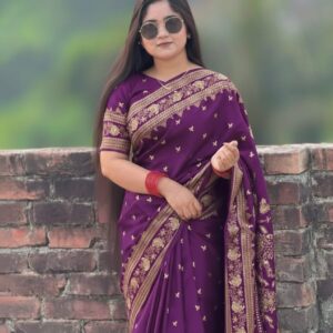 Japanese Silk Saree with Blouse Piece - Elegant Traditional Wear