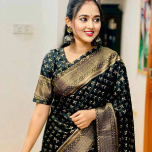 Japanese Silk Saree with Blouse Piece - Elegant Traditional Wear