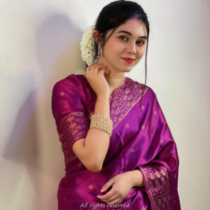 Japanese Silk Saree with Blouse Piece - Elegant Traditional Wear for Women