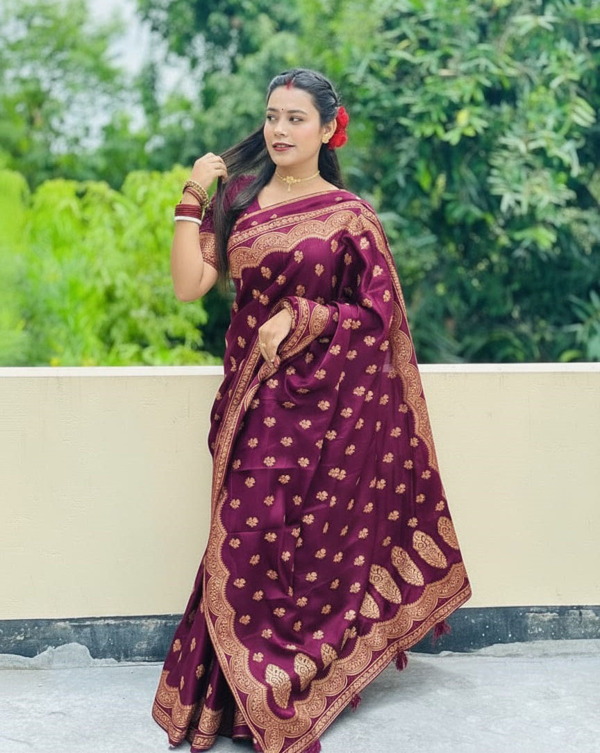 Japanese Silk Saree with Blouse Piece - Luxurious Ethnic Wear for Elegance % Japanese Silk Saree with Blouse Piece - Luxurious Ethnic Wear for Elegance