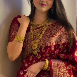 Japanese Silk Saree with Blouse Piece - Luxurious Traditional Attire