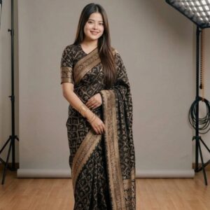 Japanese Silk Saree with Designer Blouse - Elegant Traditional Wear