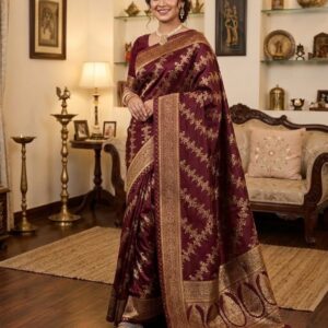 Japanese Silk Saree with Matching Blouse - Luxurious Traditional Attire