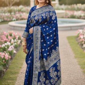 Japanese Silk Saree with Matching Blouse Piece - Elegant & Luxurious Design