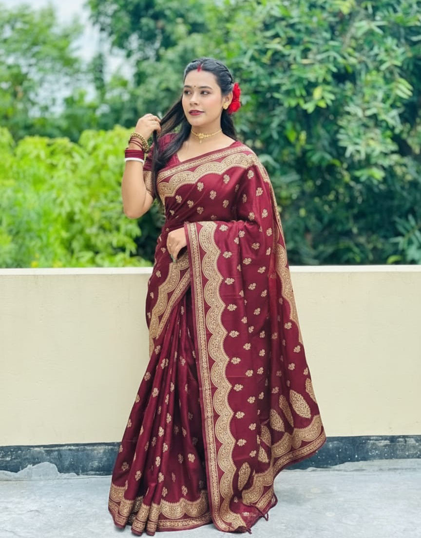 Japanese Silk Saree with Matching Blouse Piece - Elegant & Luxurious Design % Japanese Silk Saree with Matching Blouse Piece - Elegant & Luxurious Design