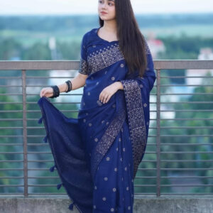 Japanese Silk Saree with Matching Blouse Piece - Elegant Traditional Wear