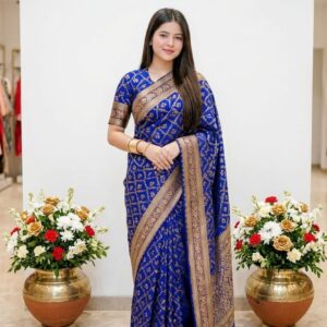 Japanese Silk Saree with Matching Blouse Piece - Elegant Traditional Wear