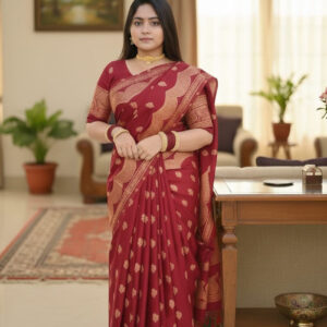 Japanese Silk Skin Print Saree with Blouse Piece - Elegant Ethnic Wear